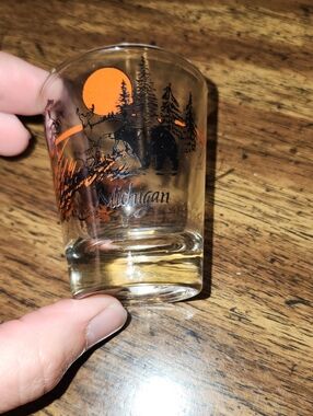 Michigan Wildlife Souvenir Shot Glass - Orange & Black Scenic Print